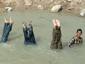 Nach den Schleifarbeiten ist das Bad wohlverdient